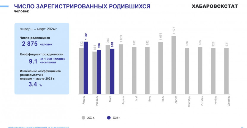 Демографические показатели Хабаровского края за январь-март 2024